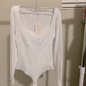 NWT REORIA Women’s Long Sleeve Slimming Ribbed Corset Bodysuit Top Size Medium